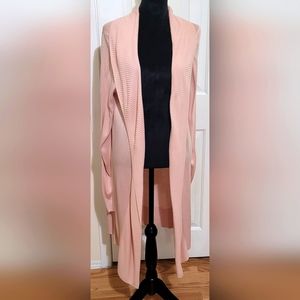 Worthington Woman's Long Sleeve Shawl Sweater Rose Smoke Size XL